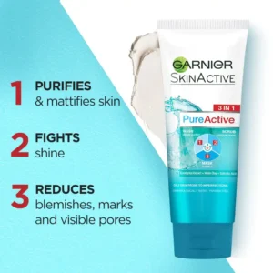 Garnier Pure Active 3-in-1 Wash/Scrub/Mask 150ML
